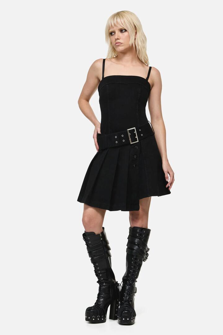 Image of Dresses. Product name - Flamin Punk Belt Dress in Black colour by brand - Dangerfield