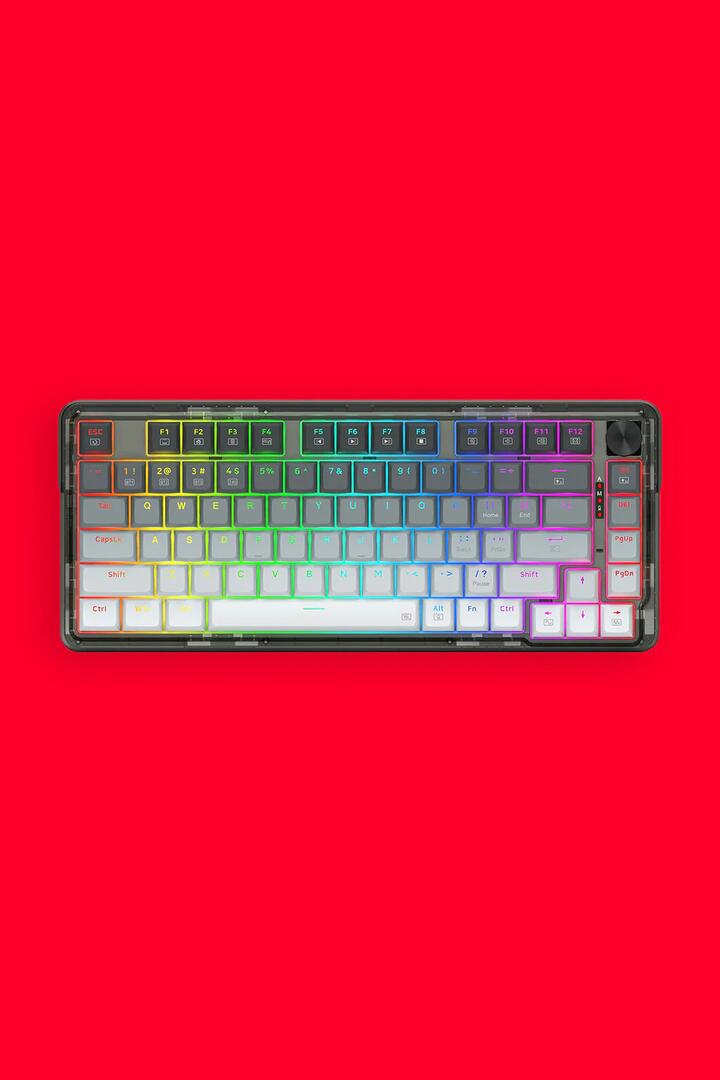 Image of Keyboards. Product name - Redragon K673GG RGB Pro Grey 75% Gasket Wireless Mechanical Keyboard in Grey colour by brand - REDRAGON