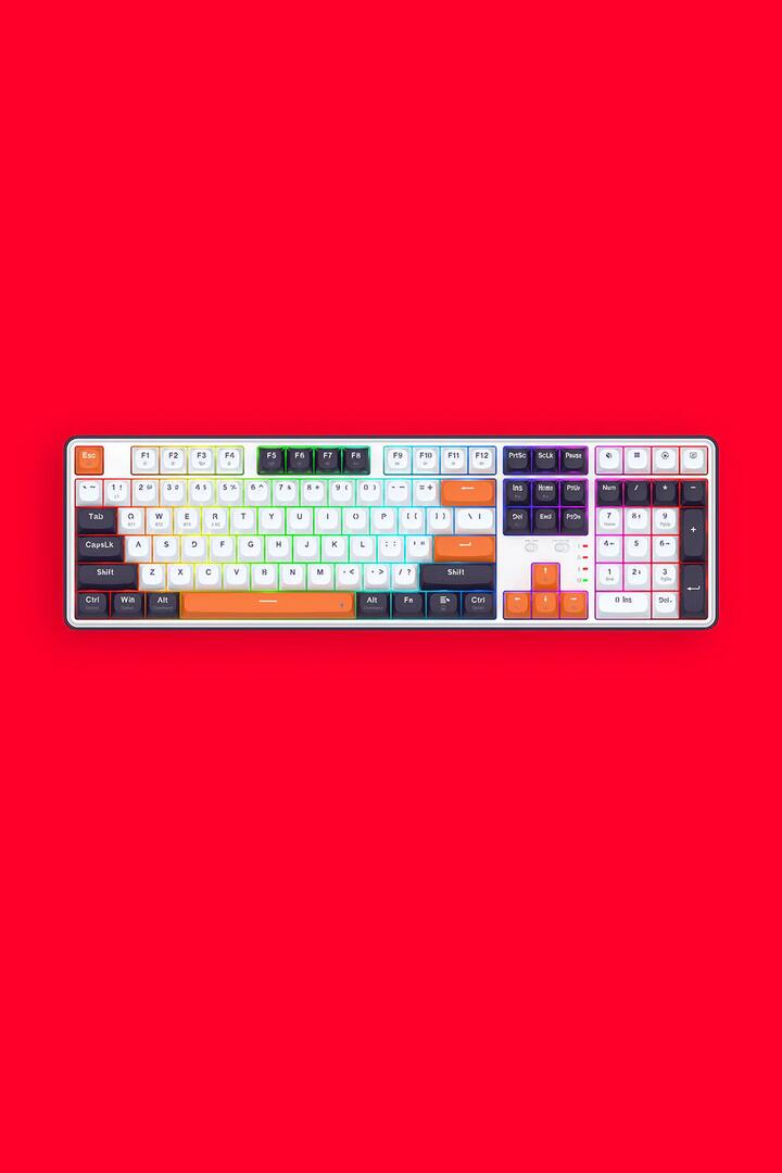 Image of Keyboards. Product name - Redragon K689WBO RGB Pro Wyvern White 108-Key Gasket Wireless Mechanical Keyboard in White colour by brand - REDRAGON