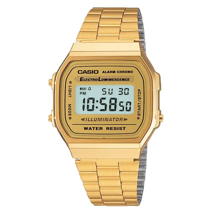 Image of Watches. Productname: Casio Vintage Digital Gold Tone Watch A168WG-9W in Watch colour by brand - Casio