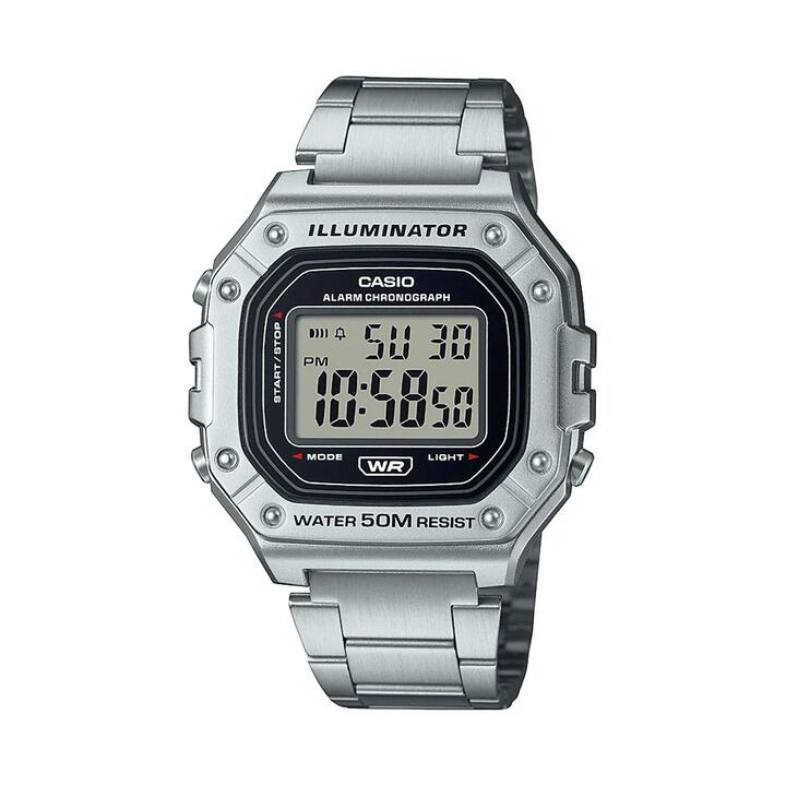 Image of Watches. Productname: Casio Vintage Digital Silver Tone Watch W218HD-1A in Watch colour by brand - Casio