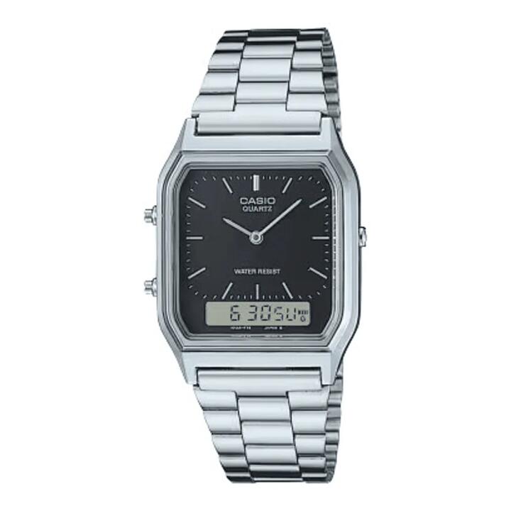 Image of Watches. Productname: Casio Vintage Analog-Digital Silver Watch AQ230A-1D in Watch colour by brand - Bevilles