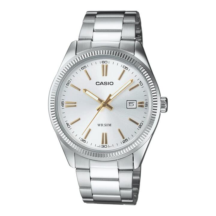 Image of Watches. Productname: Casio Vintage Analogue Silver Tone Watch MTP1302D-7A2 in Watch colour by brand - Bevilles