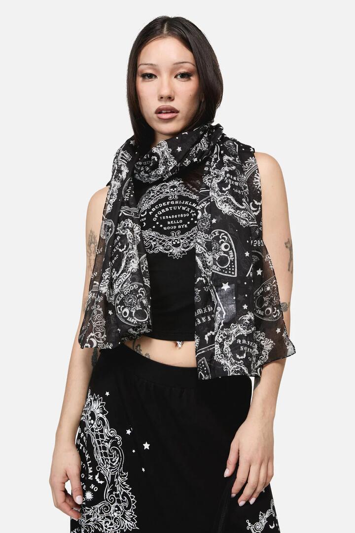 Image of Scarves & Shawls. Product name - Séance Goth Cotton Scarf in Black colour by brand - Dangerfield