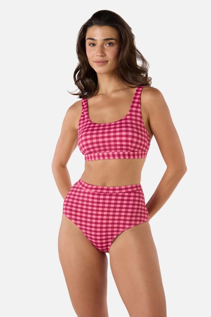 Image of Swimwear. Product name - Gingham Bikini Bottom in Pink colour by brand - Princess Highway
