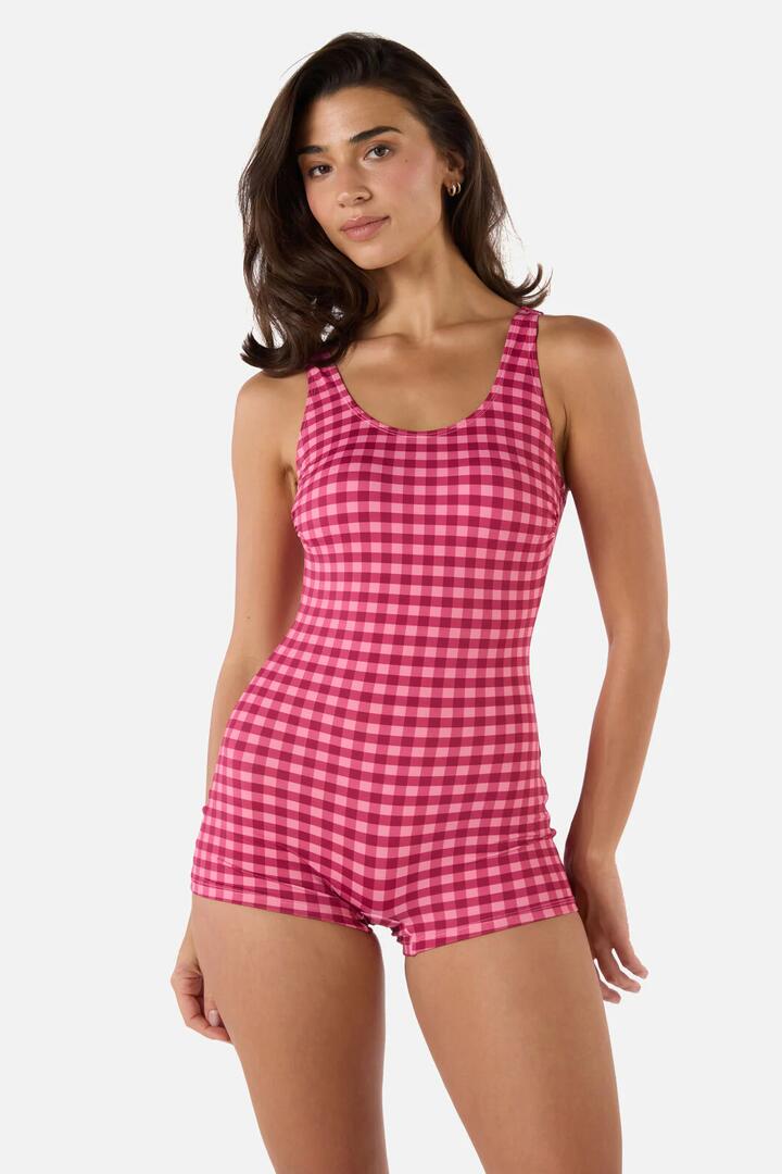 Image of Swimwear. Productname: Gingham Boyleg One Piece in Pink colour by brand - Princess Highway