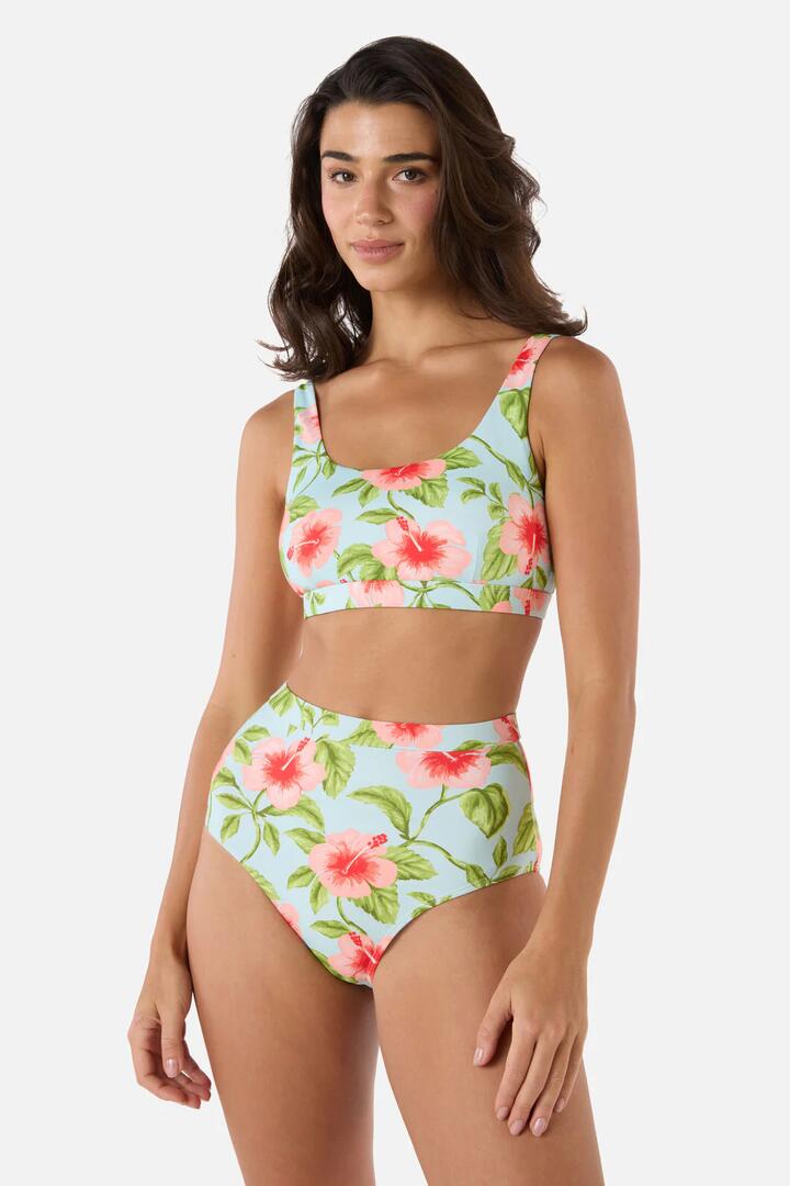 Image of Swimwear. Product name - Hibiscus Bikini Top in Blue colour by brand - Princess Highway
