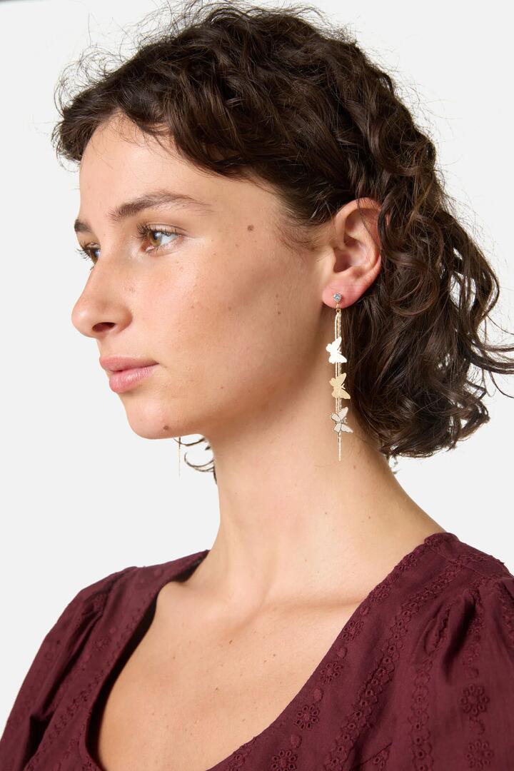 Image of Earrings. Productname: Butterfly Drop Earrings in Gold colour by brand - Princess Highway