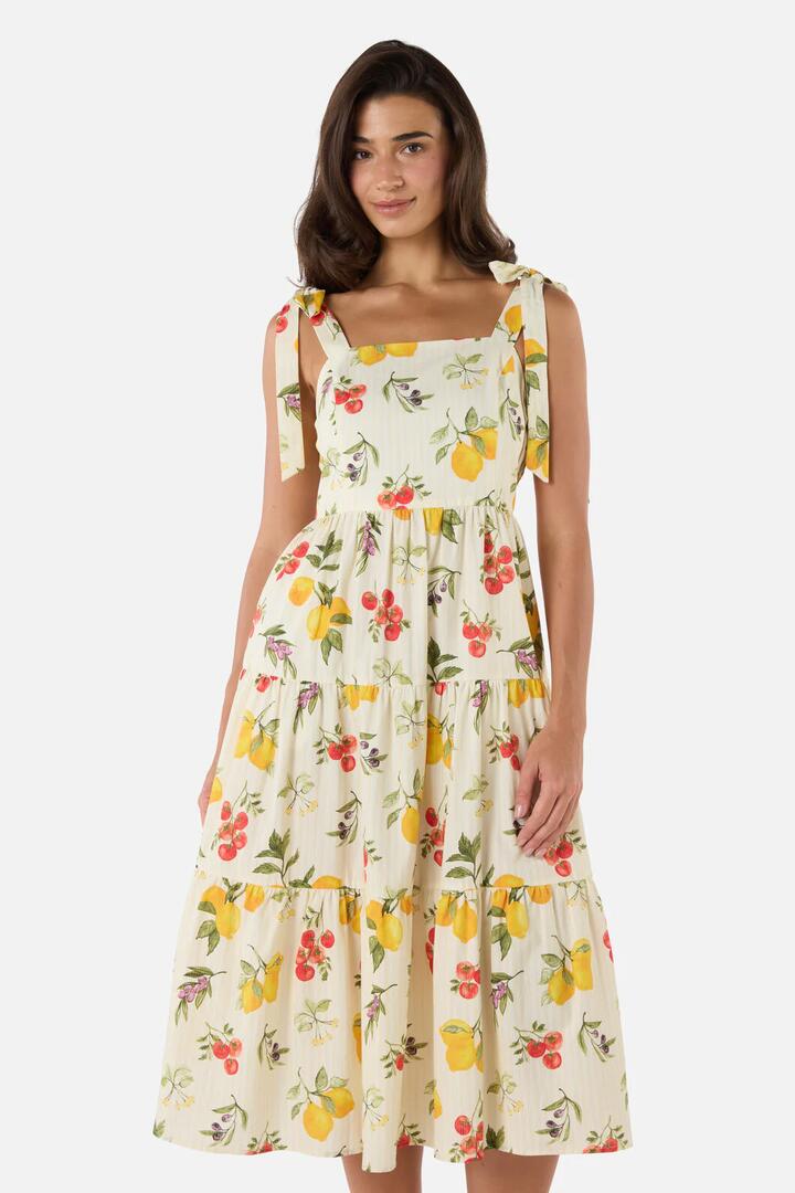 Image of Dresses. Product name - Carla Picnic Tiered Midi Dress in Cream colour by brand - Princess Highway