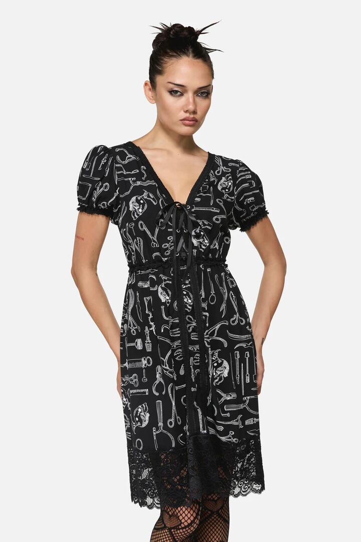 Image of Dresses. Productname: Barbaric Print Goth Dress in Black/White colour by brand - Black Friday