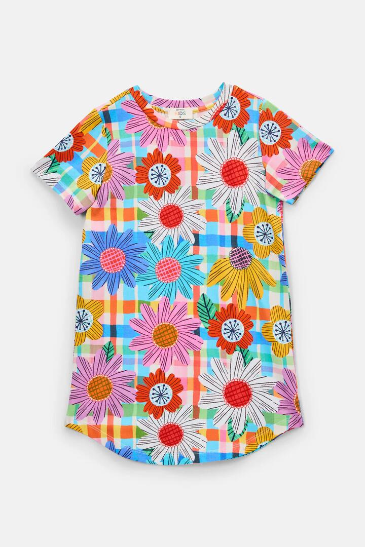Image of Sleepwear & Loungewear. Product name - Blooming Check Kids Nightie Dress in Multi colour by brand - Gorman