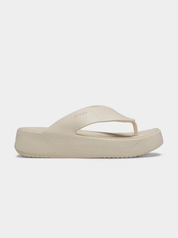 Image of Heels. Productname: Crocs Getaway Platform Flip Stucco in Stucco colour by brand - Crocs