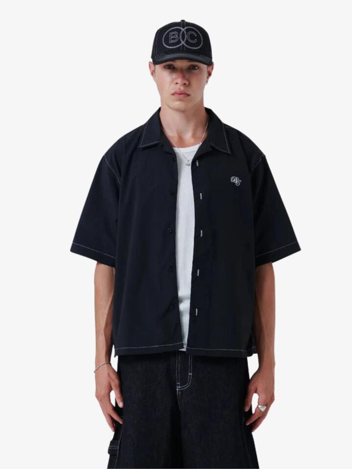 Image of a model wearing Tops. Productname: Barney Cools West Shirt in Black colour by brand - Barney Cools