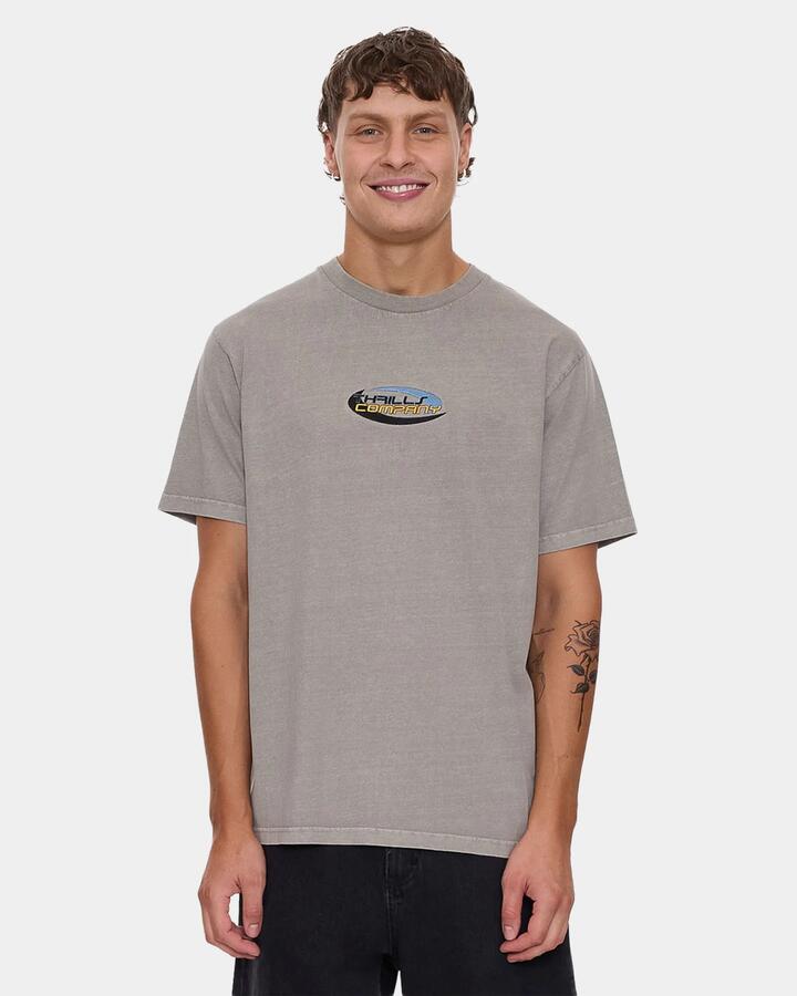 Image of T-Shirts. Product name - Thrills Mens Track Record T-Shirt Fog in Fog colour by brand - Thrills
