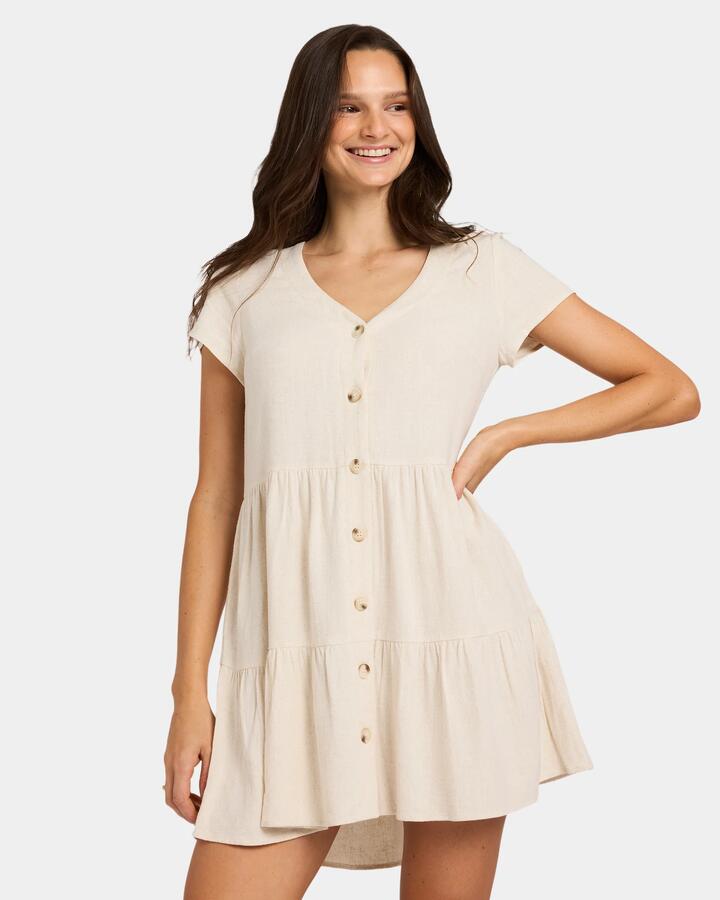 Image of Dresses. Product name - Nunui Womens Midday Dress Natural Fleck - in Natural Fleck colour by brand - Nunui