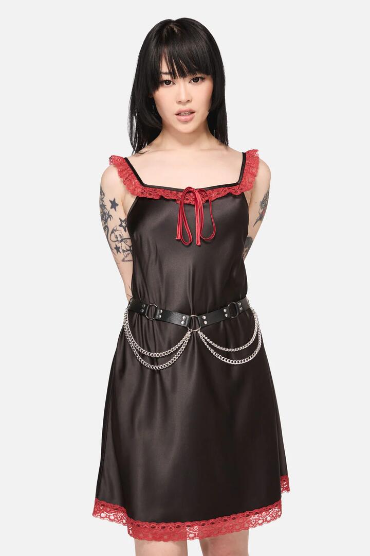 Image of Jewelry. Product name - O-Ring & Chain Belt in Black/Silver colour by brand - Black Friday
