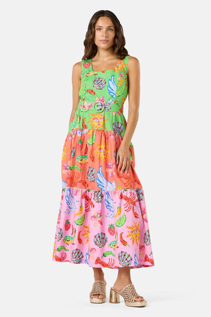 Image of Dresses. Product name - Mosaic Mile Spliced Midi Dress in Print colour by brand - Gorman