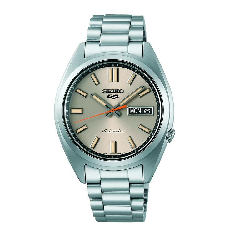 Image of Watches. Productname: Seiko Automatic 5 Sports Ivory and Silver Tone Watch SRPK91K in Watch colour by brand - Seiko