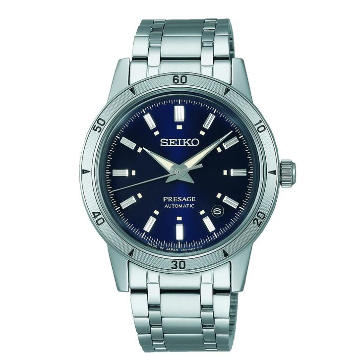 Image of Watches. Productname: Seiko Analogue Presage Style60's Silver Tone Watch SRPL07J in Watch colour by brand - Seiko