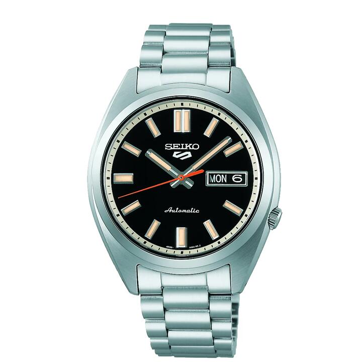 Image of Watches. Productname: Seiko Automatic 5 Sports Black and Silver Tone Watch SRPK89K in Watch colour by brand - Seiko