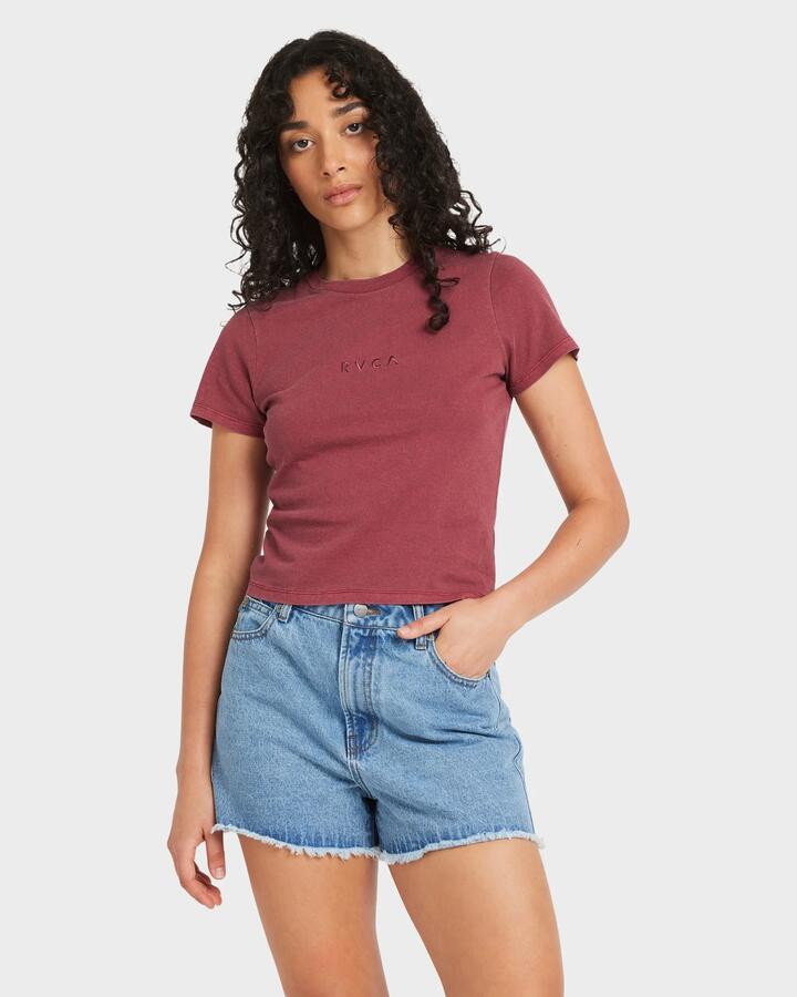 Image of T-Shirts. Product name - RVCA Womens Forever T-Shirt Ruby Red in Ruby Red colour by brand - RVCA