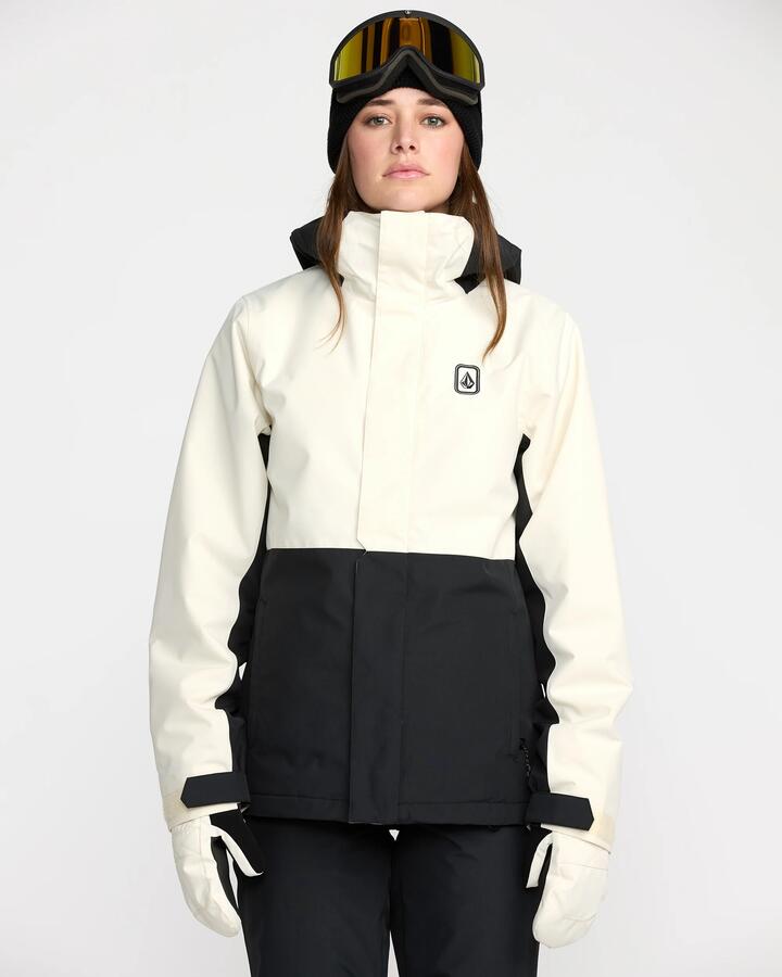 Image of a model wearing Outerwear. Productname: Volcom - Womens Bolt Insulated Jacket - Bone - in Bone colour by brand - Volcom
