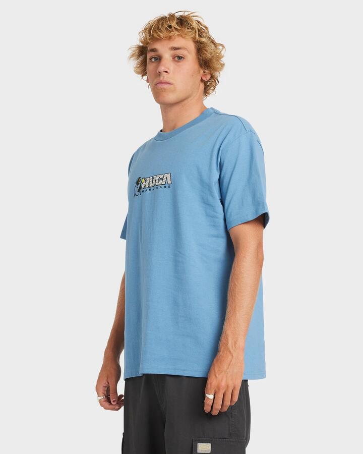 Image of T-Shirts. Product name - RVCA Mens Rvca Hardware T-Shirt Federal Blue in Federal Blue colour by brand - RVCA
