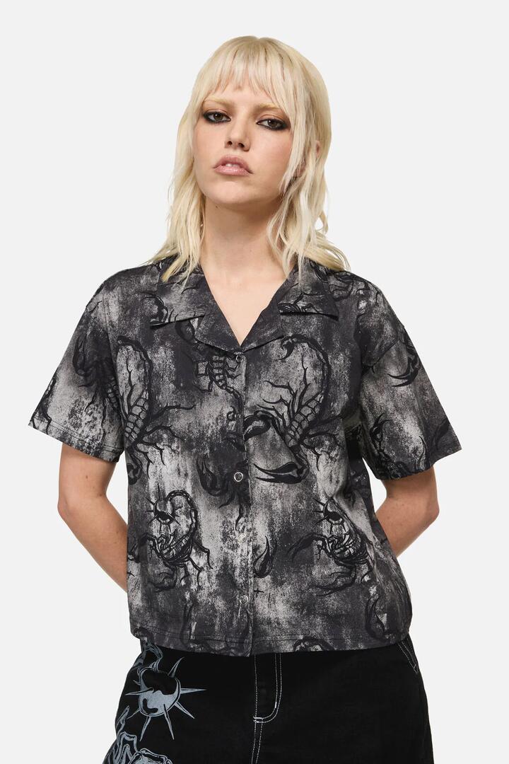 Image of Shirts. Product name - Scorpius Print Shirt in Grey colour by brand - Dangerfield