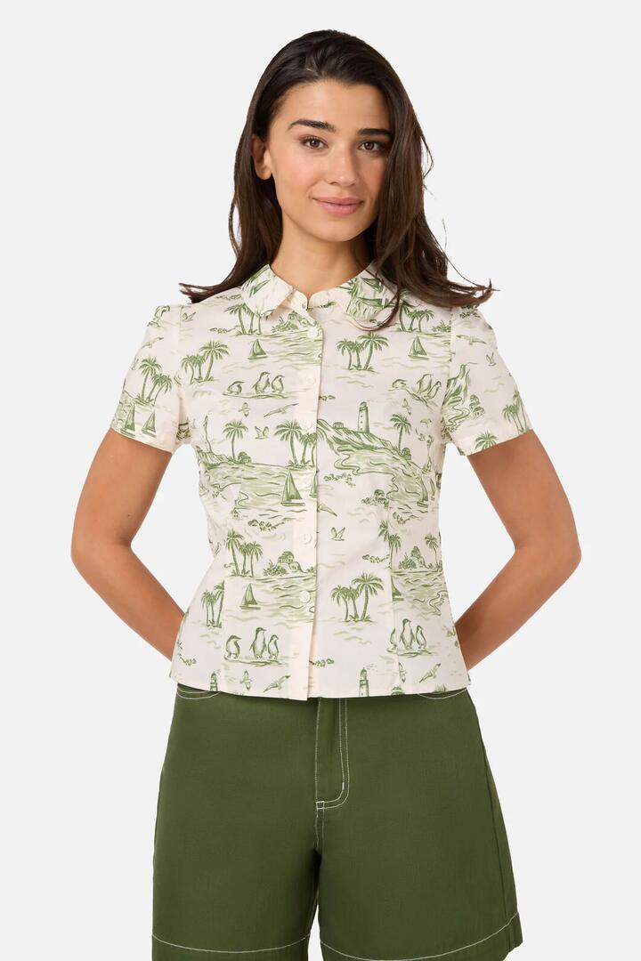 Image of Blouses. Product name - Seaside Toile Blouse in Green colour by brand - Princess Highway