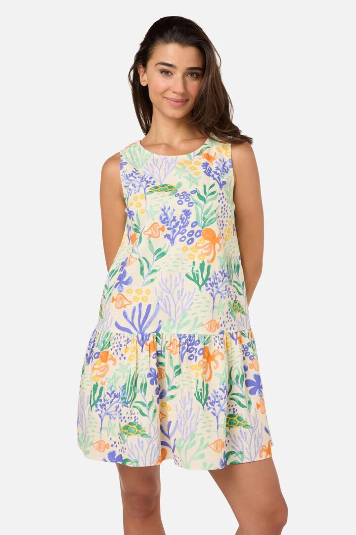 Image of Dresses. Product name - Coral Reef Mini Beach Dress in Cream colour by brand - Princess Highway