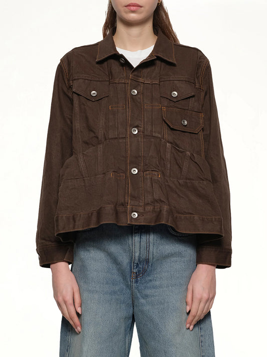 Image of Coats & Jackets. Product name - Denim Jacket in Brown colour by brand - SACAI