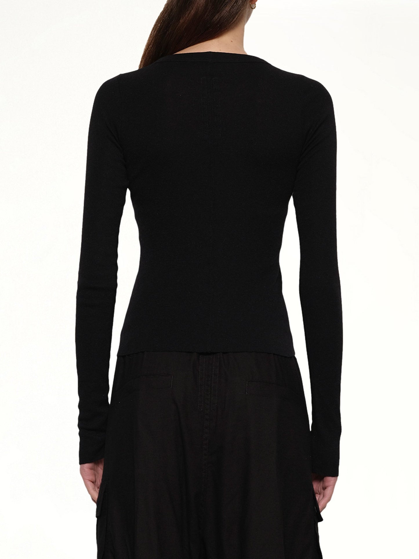RICK OWENS Cropped Rib Long Sleeve T (Black)