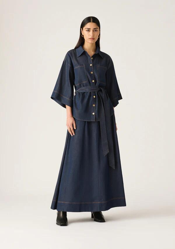 Image of Jeans. Productname: Cleo Denim Shirt in Indigo colour by brand - MOS The Label