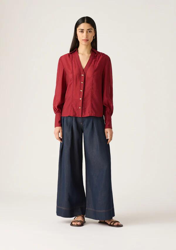 Image of Blouses. Productname: Astra Blouse in Wine colour by brand - MOS The Label