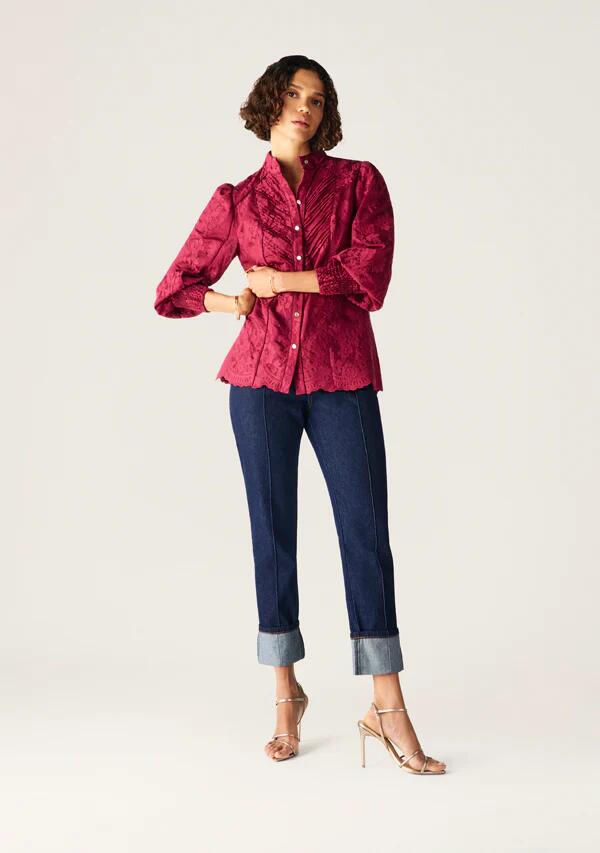 Image of Blouses. Productname: Edith Lace Blouse in Cherry Lacquer colour by brand - MOS The Label