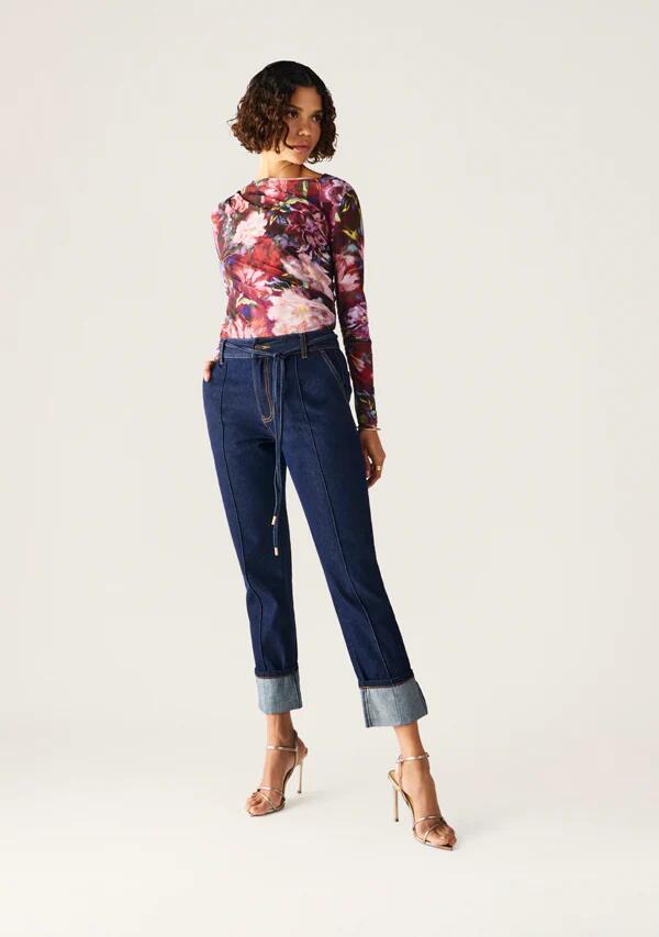 Image of a model wearing Tops. Productname: Giselle Mesh Top in Giselle Print colour by brand - MOS The Label