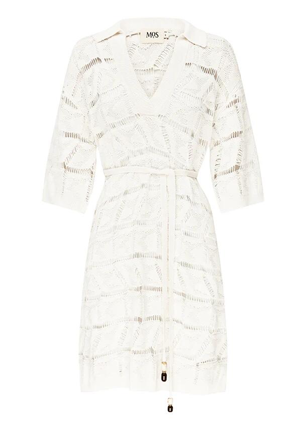 Image of Dresses. Productname: Clara Knit Kaftan Mini Dress | MOS TheLabel in Optic White colour by brand - MOS The Label