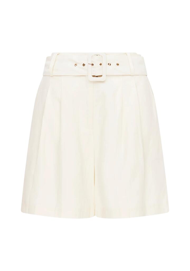 Image of a model wearing Shorts. Productname: Serafina Linen Shorts | MOS The Label in Ecru colour by brand - MOS The Label