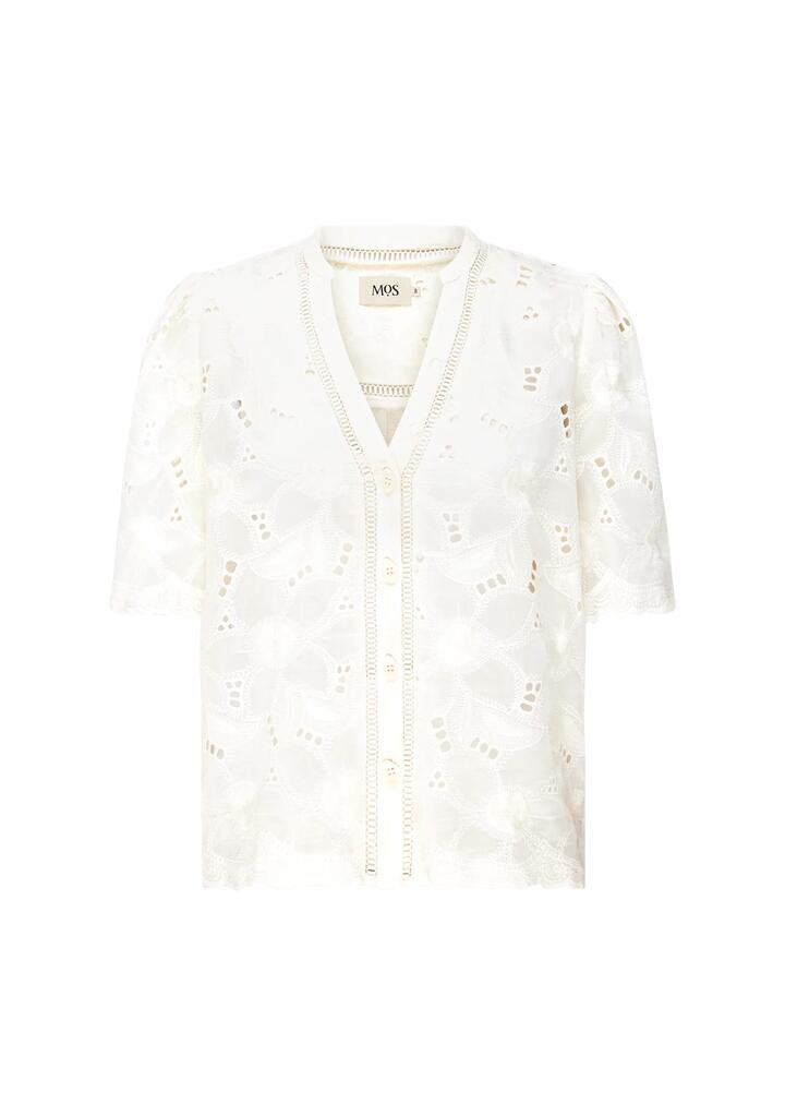 Image of a model wearing Tops. Productname: Loretta Shirt | MOS The Label in Bright White colour by brand - MOS The Label