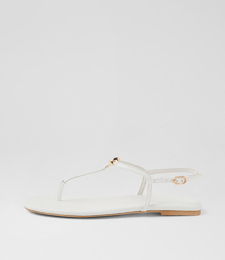 Image of Sandals. Productname: Remee White Leather Sandals in White colour by brand - MOLLINI