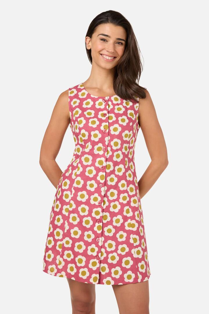 Image of Dresses. Product name - Janie 60'S Button Mini Dress in Rose colour by brand - Princess Highway