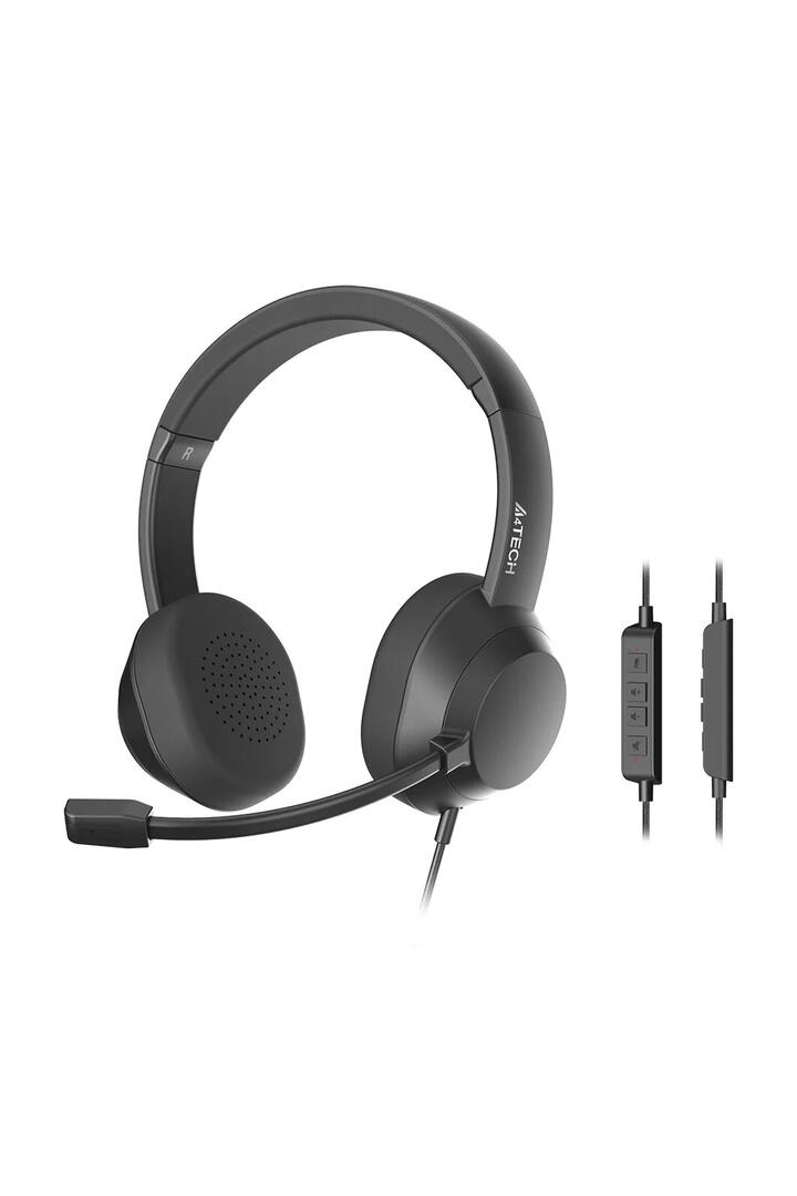Image of Electronics Accessories. Productname: A4Tech FH150U Black On-Ear USB Noise-Cancelling Conference Headset in Black colour by brand - A4Tech