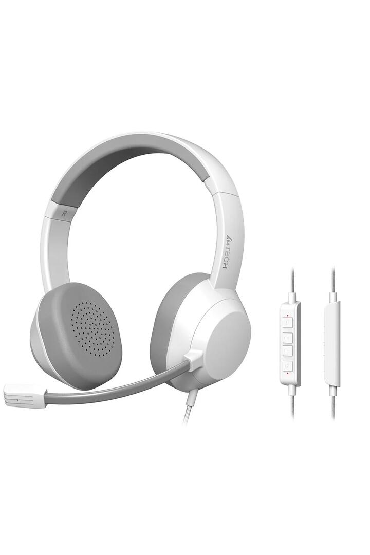 Image of Electronics Accessories. Productname: A4Tech FH150U White On-Ear USB Noise-Cancelling Conference Headset in White colour by brand - A4Tech