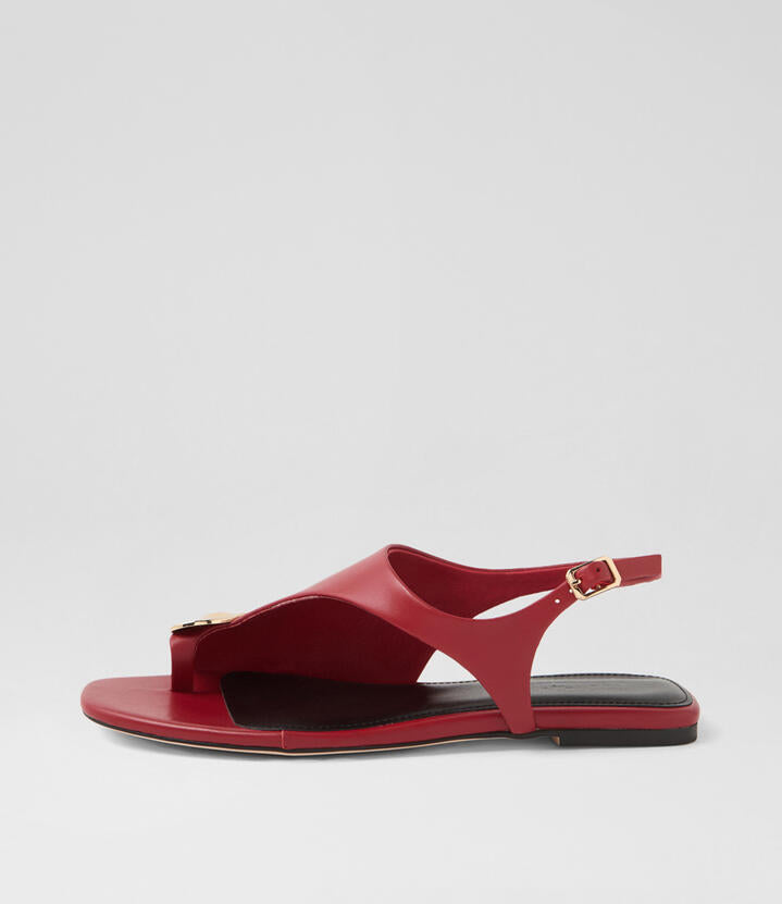 Image of Sandals. Productname: Reexi Red Leather Sandals in Red colour by brand - MOLLINI