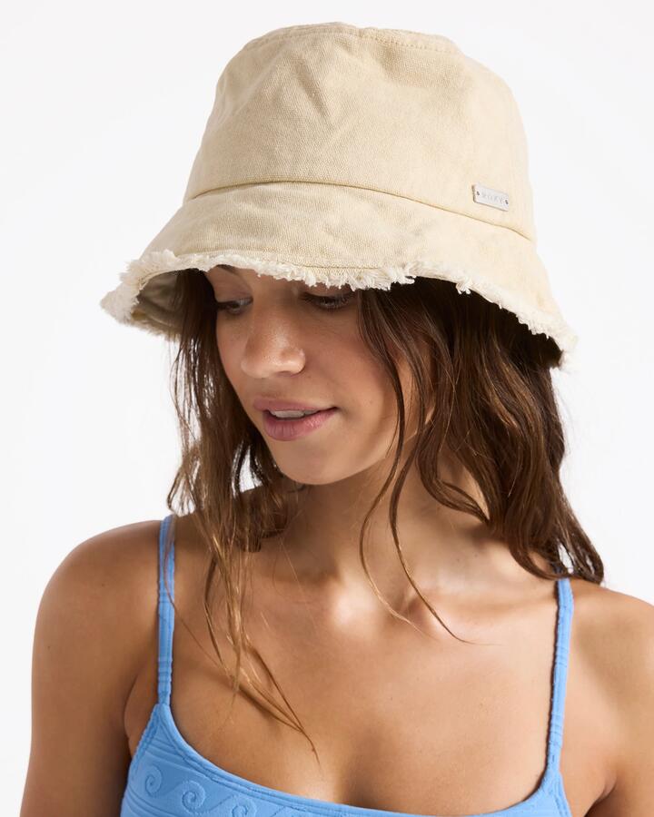 Image of Hats. Product name - Roxy Womens Victim Of Love Bucket Hat Pebble in Pebble colour by brand - Roxy