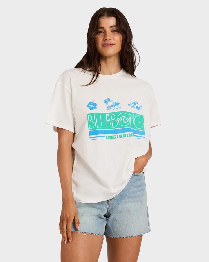 Image of T-Shirts. Product name - Billabong Womens Hotel Billabong T-Shirt Salt Crystal in Salt Crystal colour by brand - Billabong