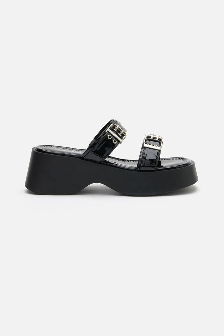 Image of Shoes. Product name - Buckle Slide Shoes in Black colour by brand - Black Friday
