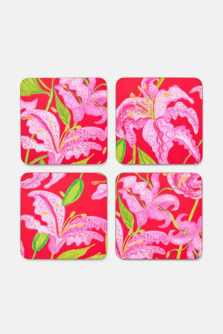Image of Kitchen & Dining. Productname: Pop Lily Coaster Set 4 in Print colour by brand - Gorman