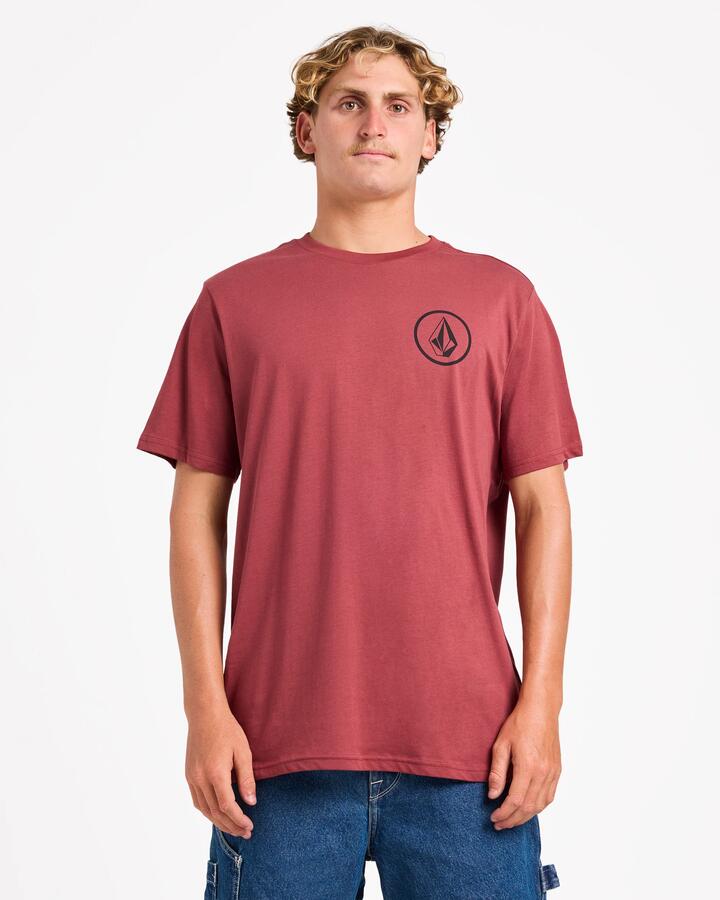 Image of T-Shirts. Product name - Volcom Mens Mini Circle Stone T-Shirt Floyd Red - in Floyd Red colour by brand - Volcom