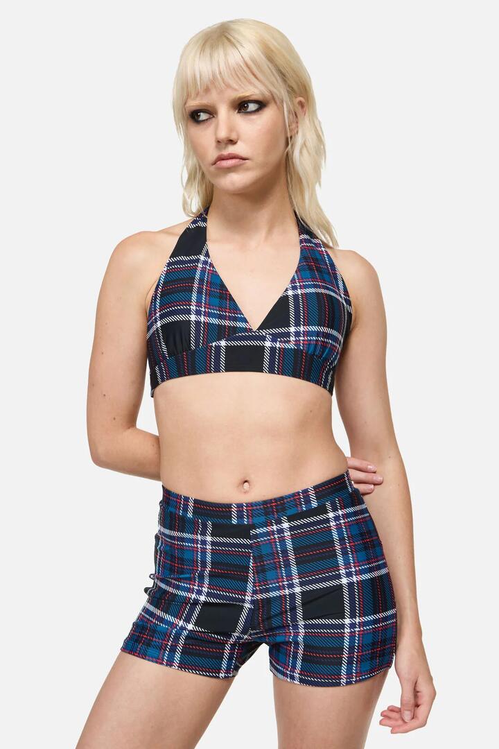 Image of Swimwear. Productname: Edgy Tartan Bikini Top in Blue/Red colour by brand - Dangerfield